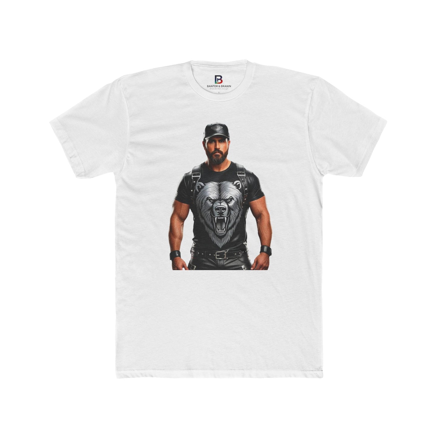 Leather Bear Graphic Tee – Bold Unisex Cotton Crew Shirt