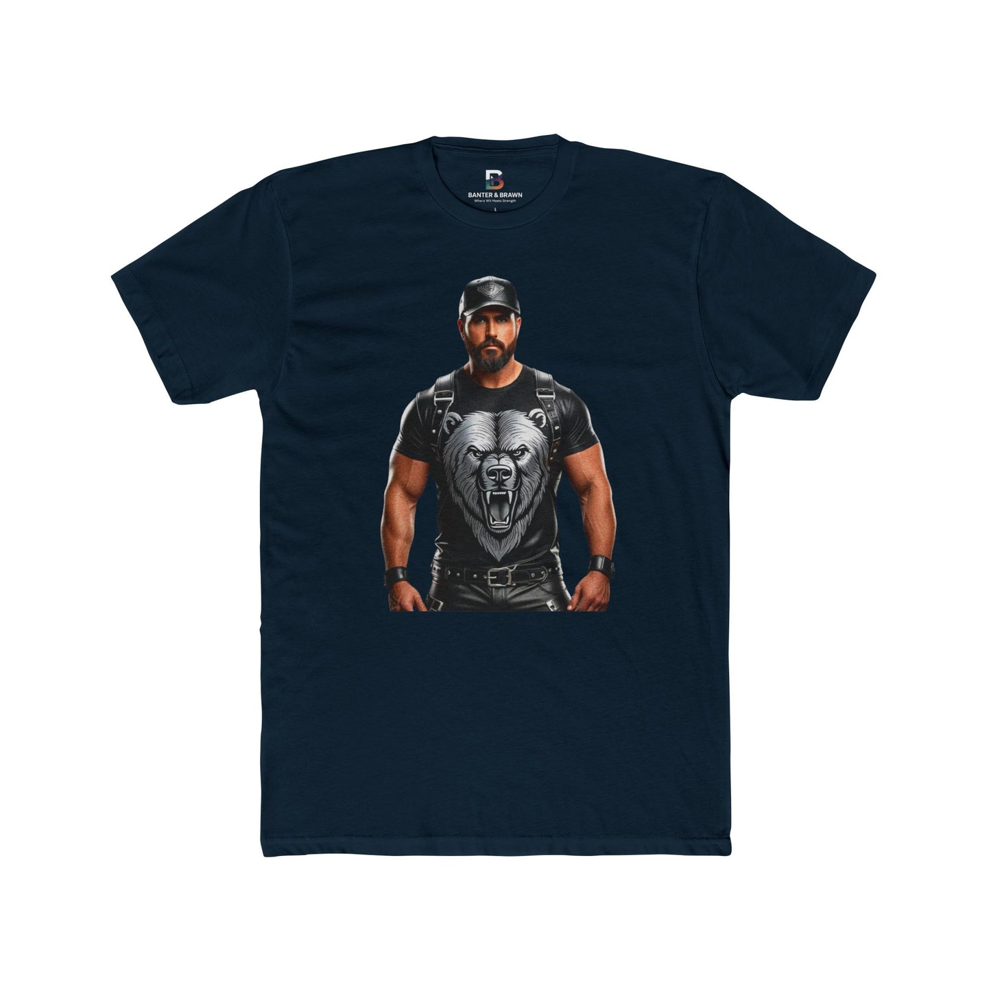 Leather Bear Graphic Tee – Bold Unisex Cotton Crew Shirt