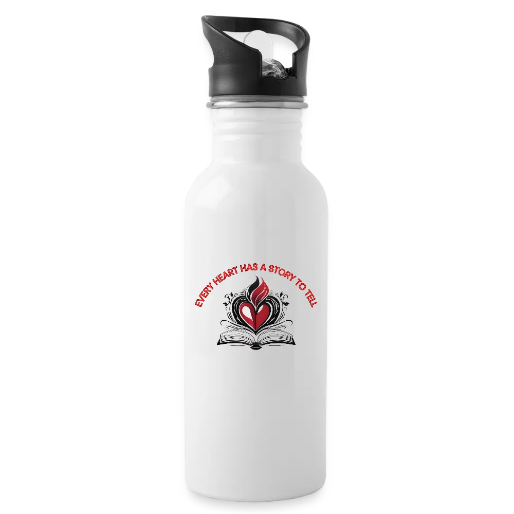 Every Heart Has A Story to Tell Water Bottle - white