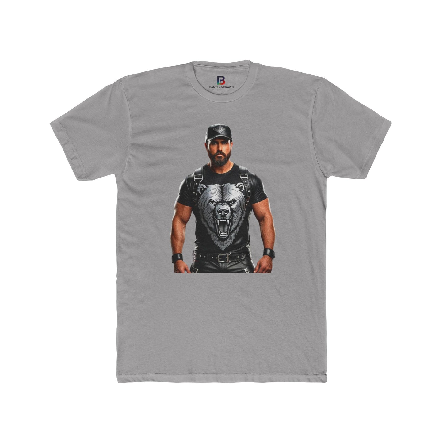 Leather Bear Graphic Tee – Bold Unisex Cotton Crew Shirt