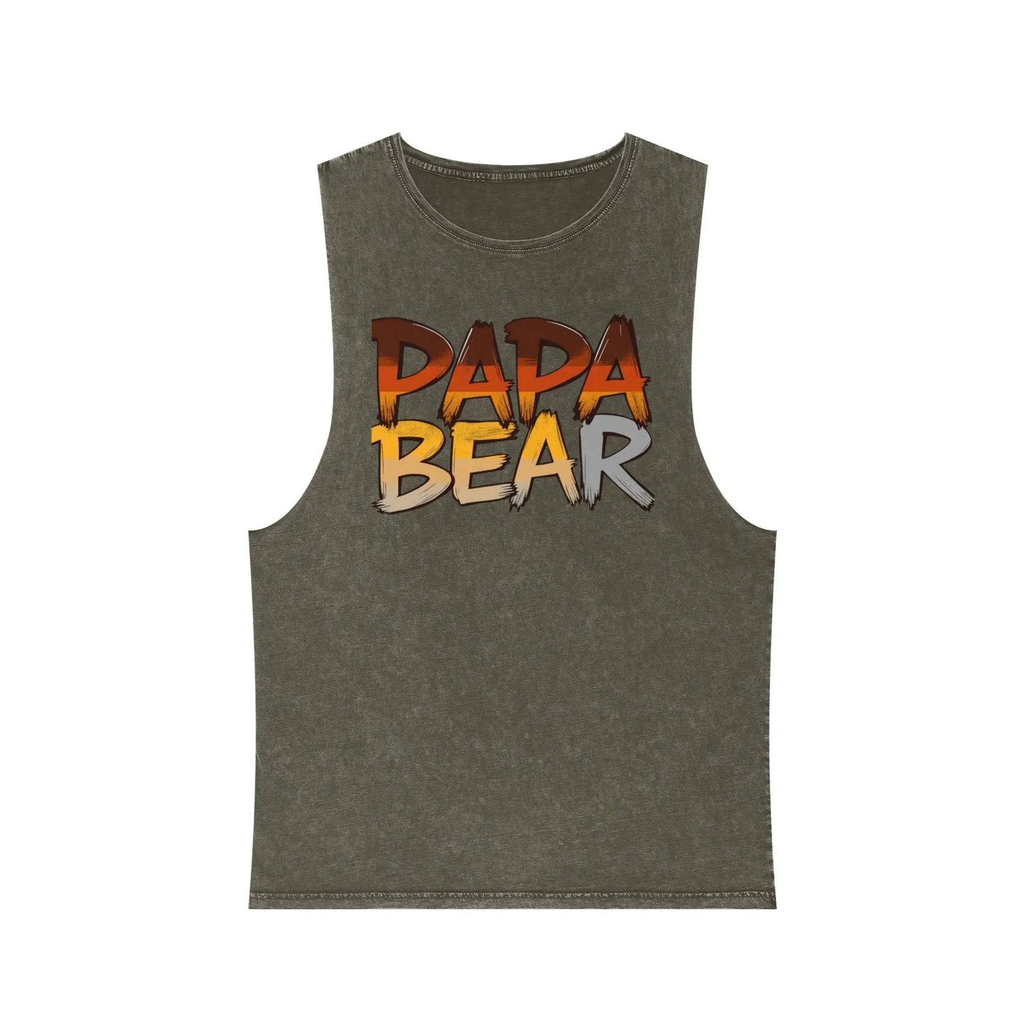 Stonewash Papa Bear Tank Top – Vintage Muscle Style for Summer & BBQs shopname
