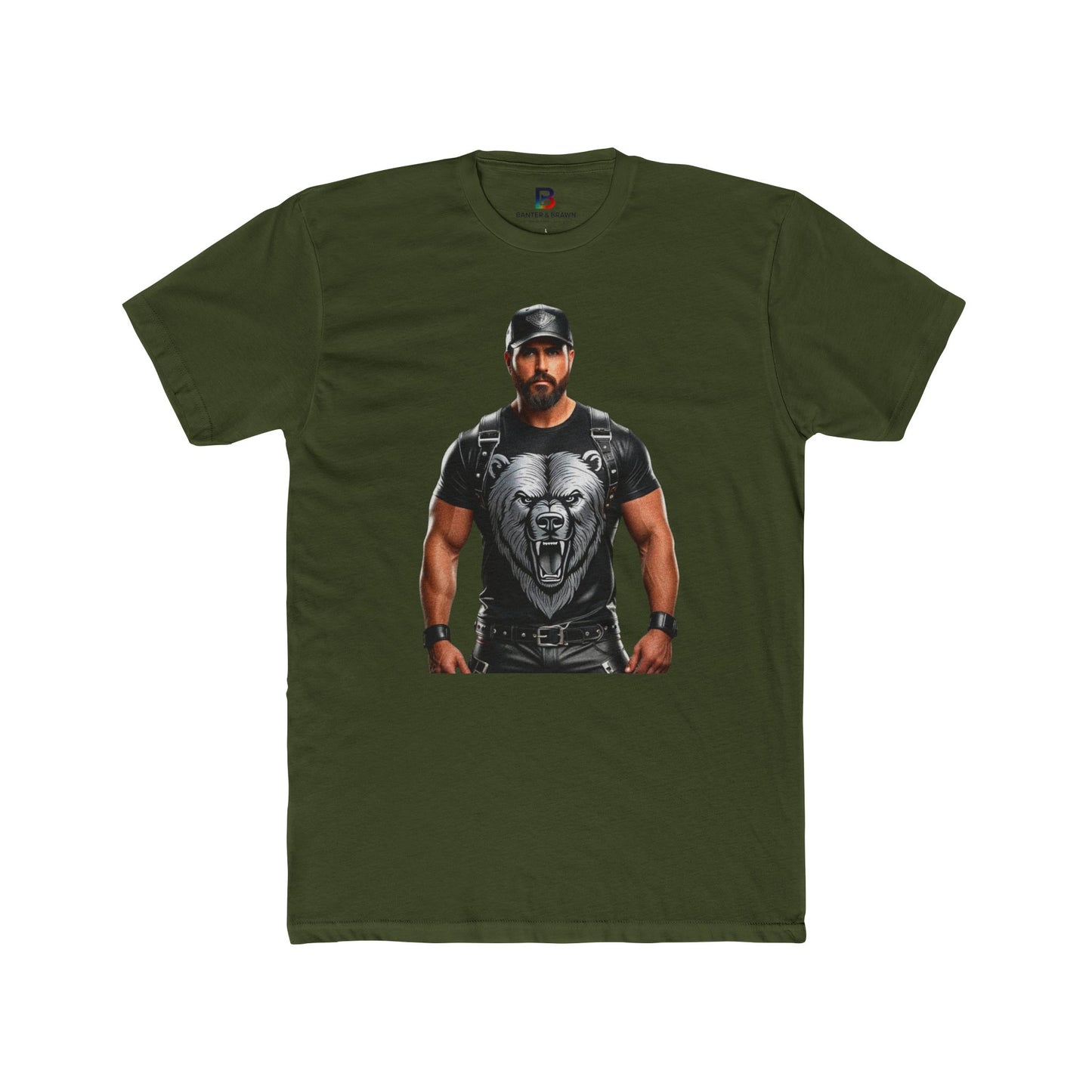 Leather Bear Graphic Tee – Bold Unisex Cotton Crew Shirt