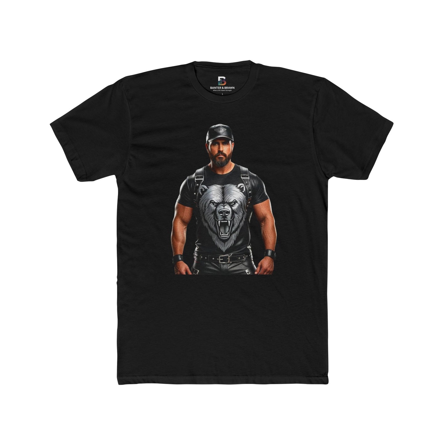 Leather Bear Graphic Tee – Bold Unisex Cotton Crew Shirt