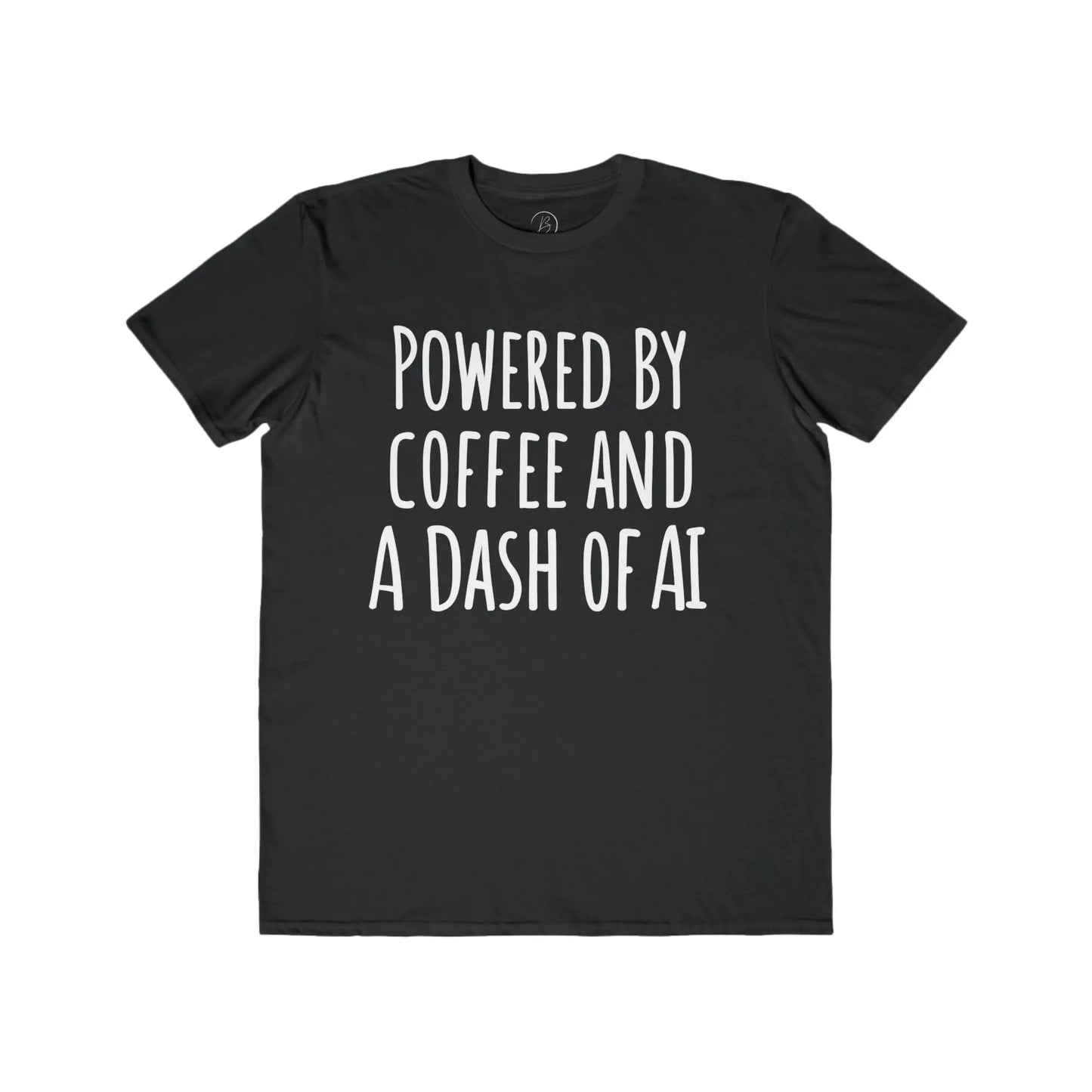 Men's Tee Powered by Coffee and AI Funny Coffee Shirt shopname