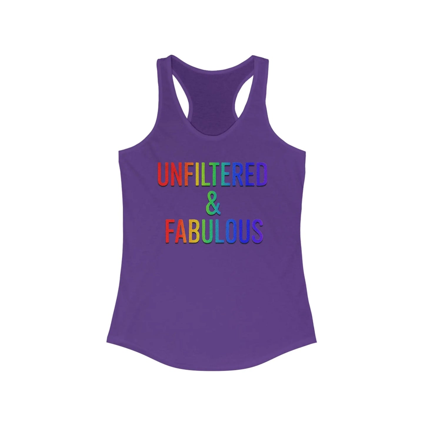 Unfiltered & Fabulous Women's Racerback Tank Top - LGBTQ Pride Shirt, Summer Workout Wear, Casual Fashion, Gift for Her shopname