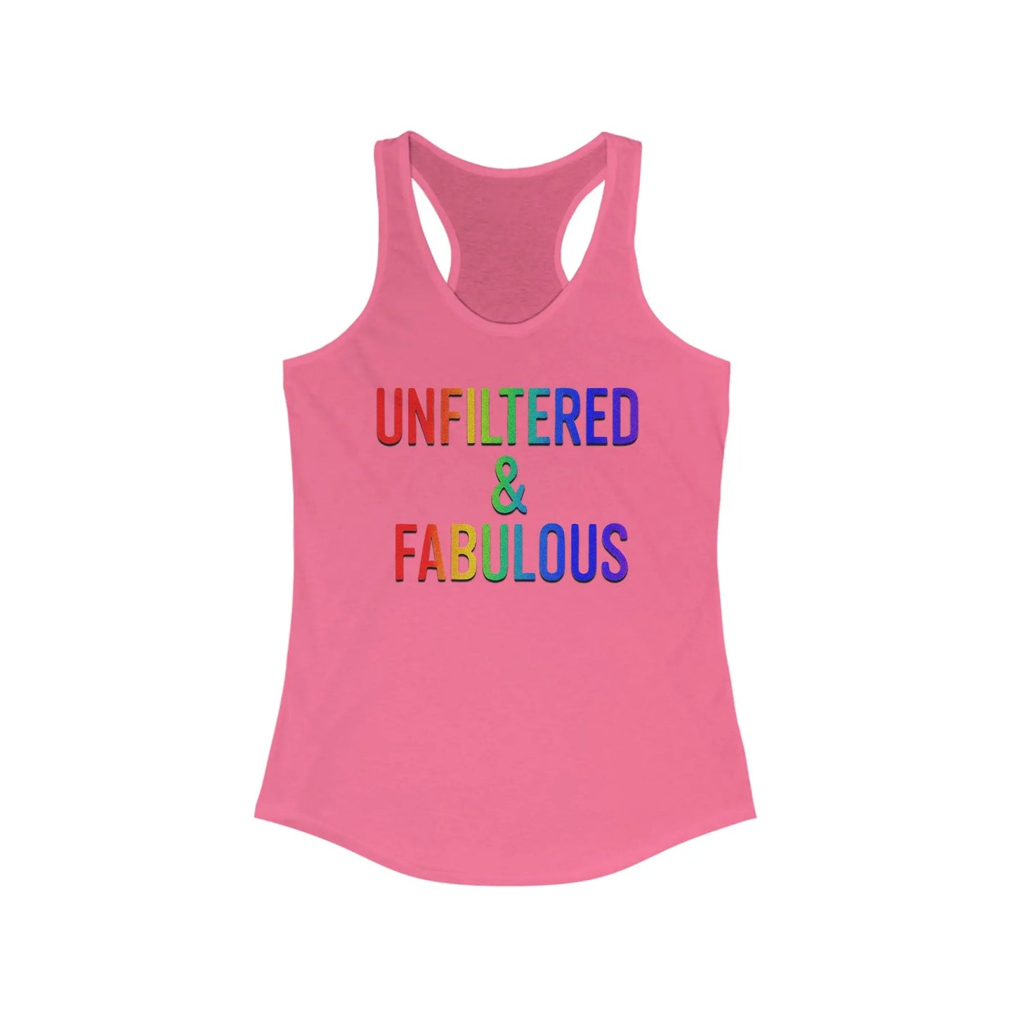 Unfiltered & Fabulous Women's Racerback Tank Top - LGBTQ Pride Shirt, Summer Workout Wear, Casual Fashion, Gift for Her shopname