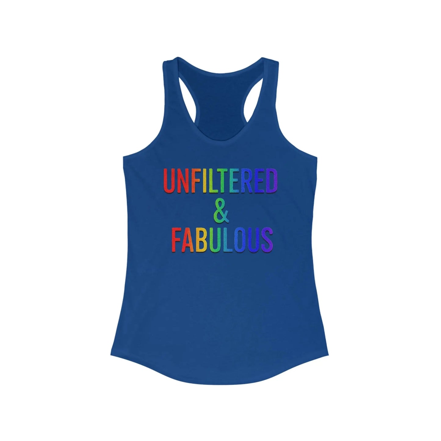 Unfiltered & Fabulous Women's Racerback Tank Top - LGBTQ Pride Shirt, Summer Workout Wear, Casual Fashion, Gift for Her shopname