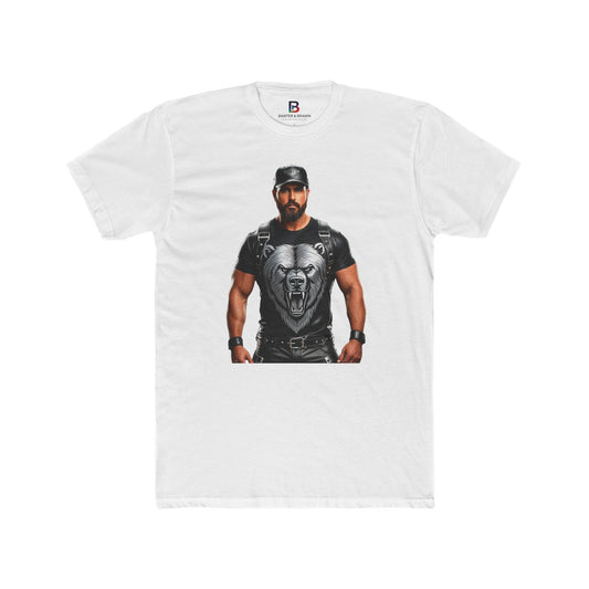 Leather Bear Graphic Tee – Bold Unisex Cotton Crew Shirt