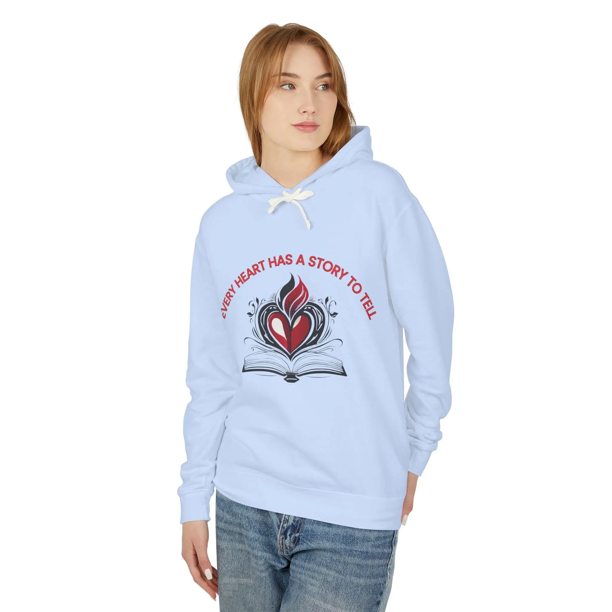 Heartfelt Story Hoodie: Unisex Lightweight Sweatshirt, Gift for Book Lovers, Cozy Layer, Thoughtful Keepsake, Valentine’s Day, [...] shopname