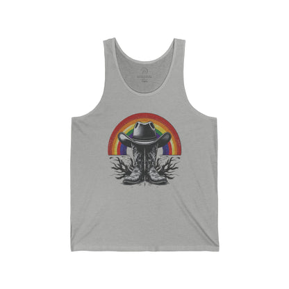 Tank Top - Cowboy Boots, Hat, Rainbow, Gay Cowboy Design