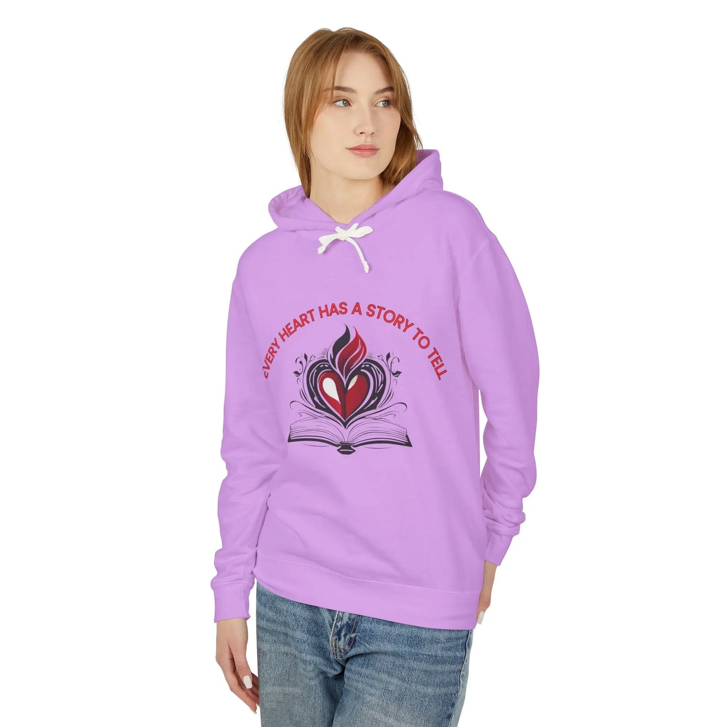 Heartfelt Story Hoodie: Unisex Lightweight Sweatshirt, Gift for Book Lovers, Cozy Layer, Thoughtful Keepsake, Valentine’s Day, [...] shopname