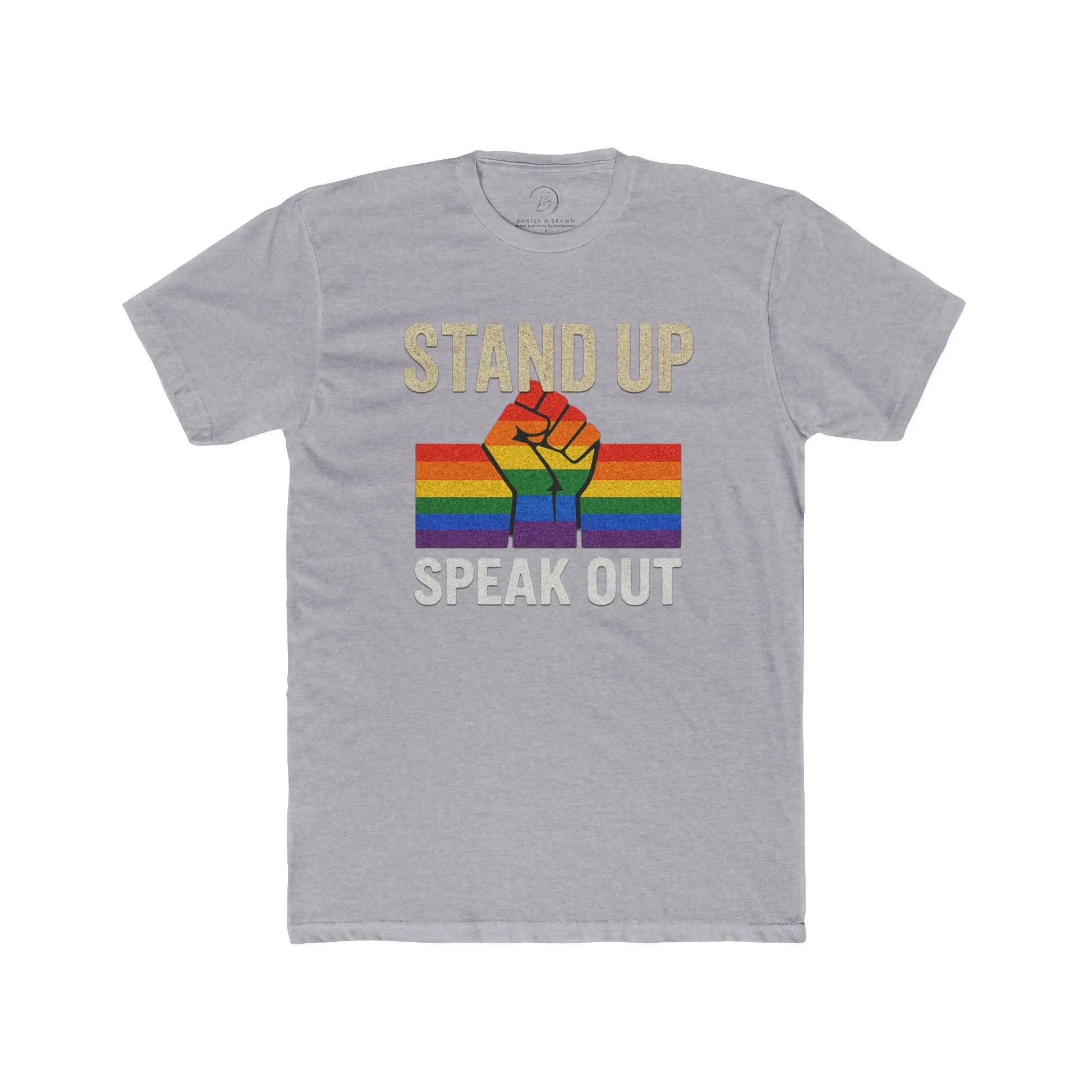 Stand Up Speak Out Top, Unisex Cotton Crew Tee, LGBTQ+ Equality Shirt, Activism Shirt shopname