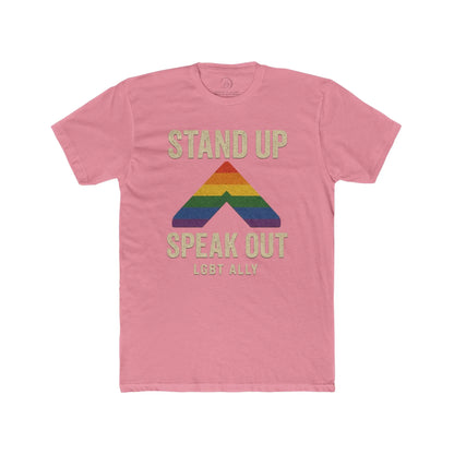 LGBTQ+ Support Wear Stand Up Speak Out LGBT Ally Cotton Tee, Pride Apparel, Equality Shirt, Unisex T-Shirt shopname