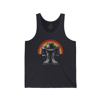 Tank Top - Cowboy Boots, Hat, Rainbow, Gay Cowboy Design