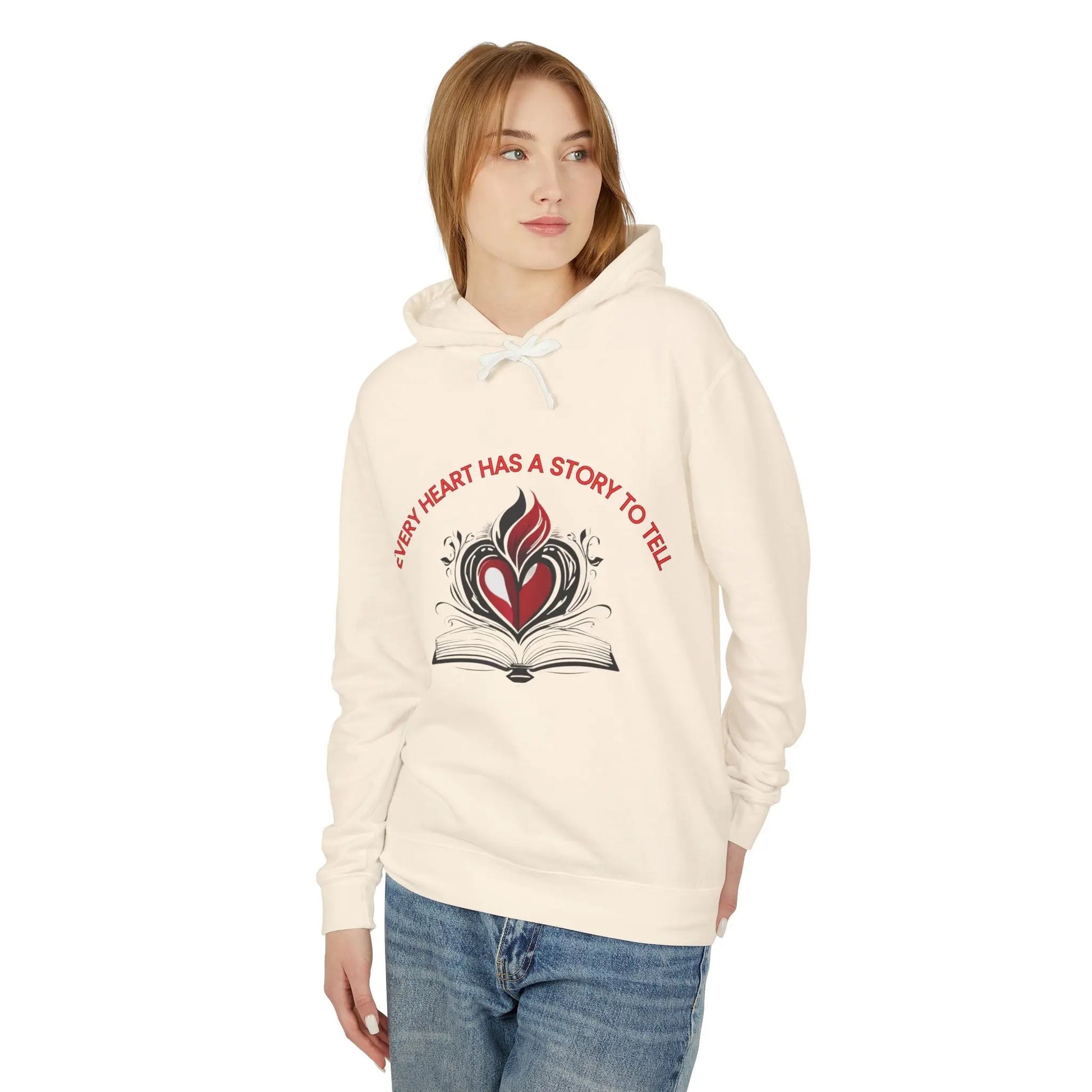 Heartfelt Story Hoodie: Unisex Lightweight Sweatshirt, Gift for Book Lovers, Cozy Layer, Thoughtful Keepsake, Valentine’s Day, [...] shopname