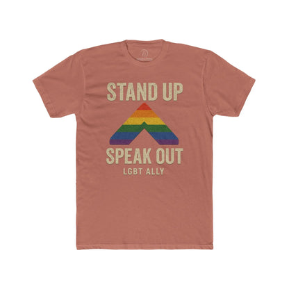 LGBTQ+ Support Wear Stand Up Speak Out LGBT Ally Cotton Tee, Pride Apparel, Equality Shirt, Unisex T-Shirt shopname