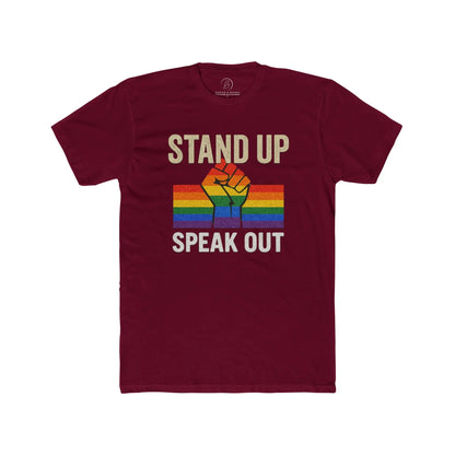 Stand Up Speak Out Top, Unisex Cotton Crew Tee, LGBTQ+ Equality Shirt, Activism Shirt shopname