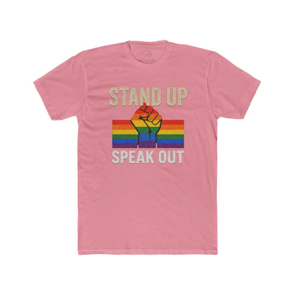 Stand Up Speak Out Top, Unisex Cotton Crew Tee, LGBTQ+ Equality Shirt, Activism Shirt shopname