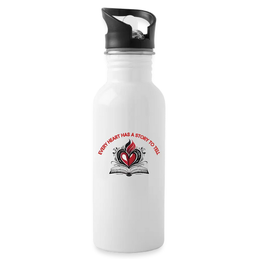 Every Heart Has A Story to Tell Water Bottle - white