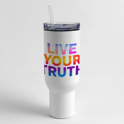 Live Your Truth 40 oz Travel Tumbler - white