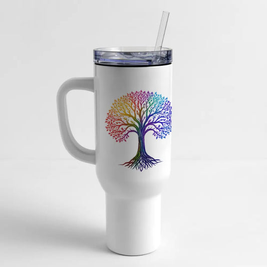 40 oz Tree of Life Tumbler – Colorful, Inclusive, and Inspiring - white