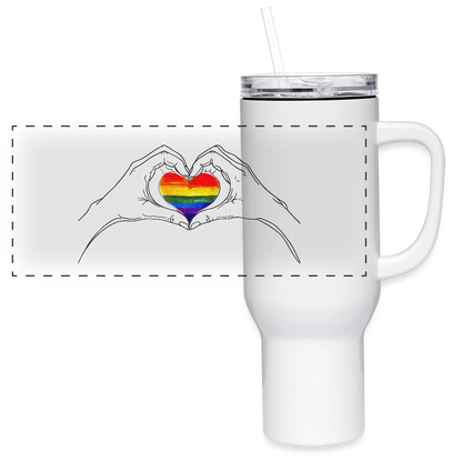 Rainbow Heart 40 oz Travel Tumbler - white