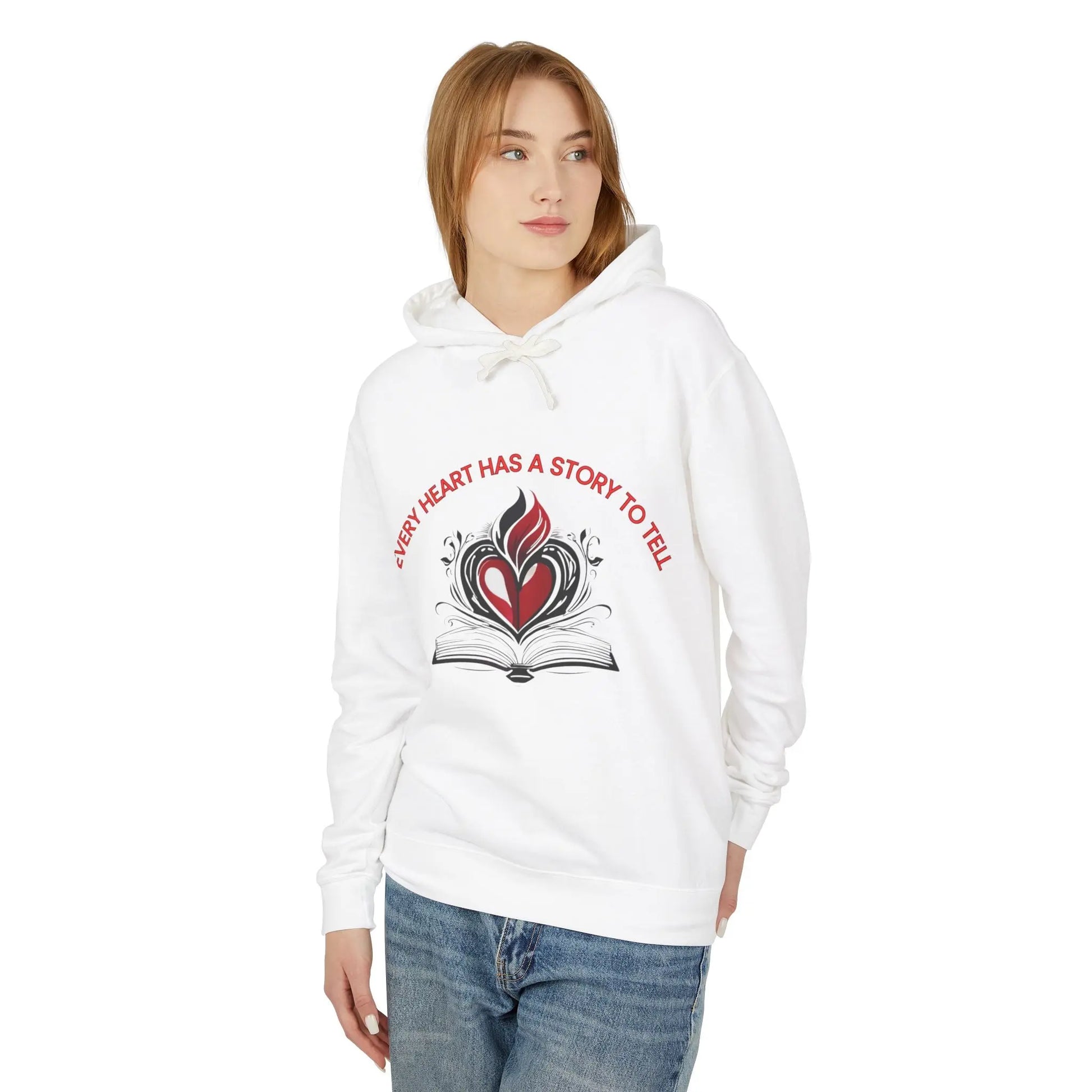 Heartfelt Story Hoodie: Unisex Lightweight Sweatshirt, Gift for Book Lovers, Cozy Layer, Thoughtful Keepsake, Valentine’s Day, [...] shopname
