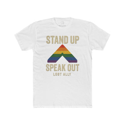 LGBTQ+ Support Wear Stand Up Speak Out LGBT Ally Cotton Tee, Pride Apparel, Equality Shirt, Unisex T-Shirt shopname