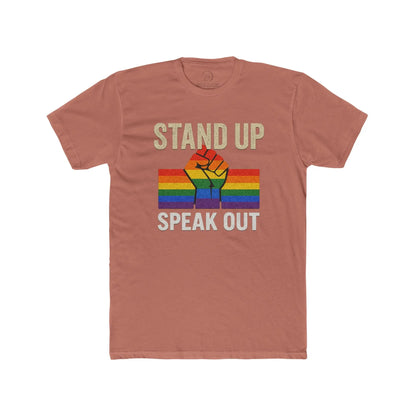 Stand Up Speak Out Top, Unisex Cotton Crew Tee, LGBTQ+ Equality Shirt, Activism Shirt shopname