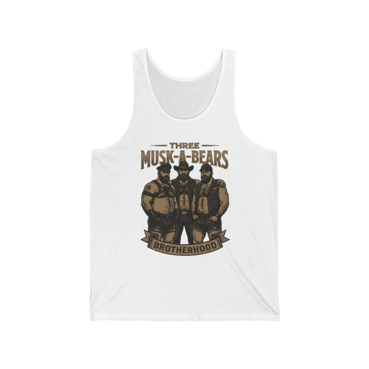 Three Musk-A-Bears Brotherhood Tank Top — Funny Bear Musketeer Graphic Tank