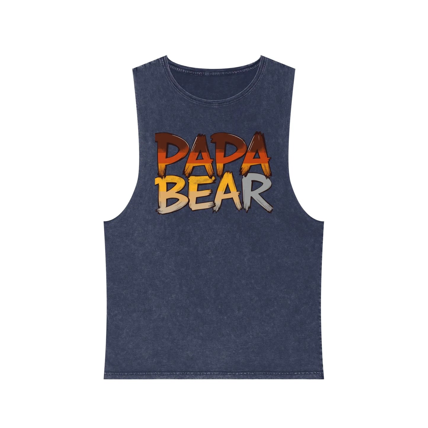 Stonewash Papa Bear Tank Top – Vintage Muscle Style for Summer & BBQs shopname