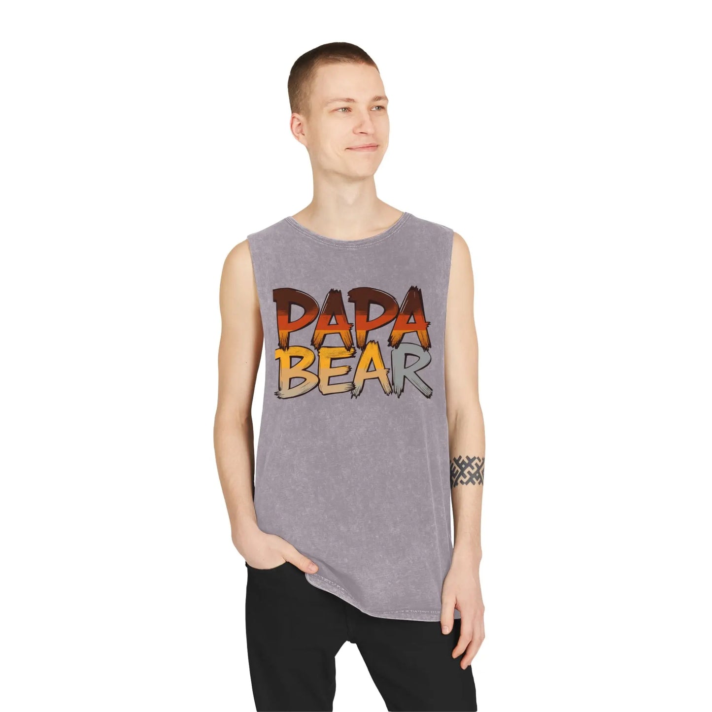 Papa Bear Stonewash Tank Top – Vintage Muscle Style shopname