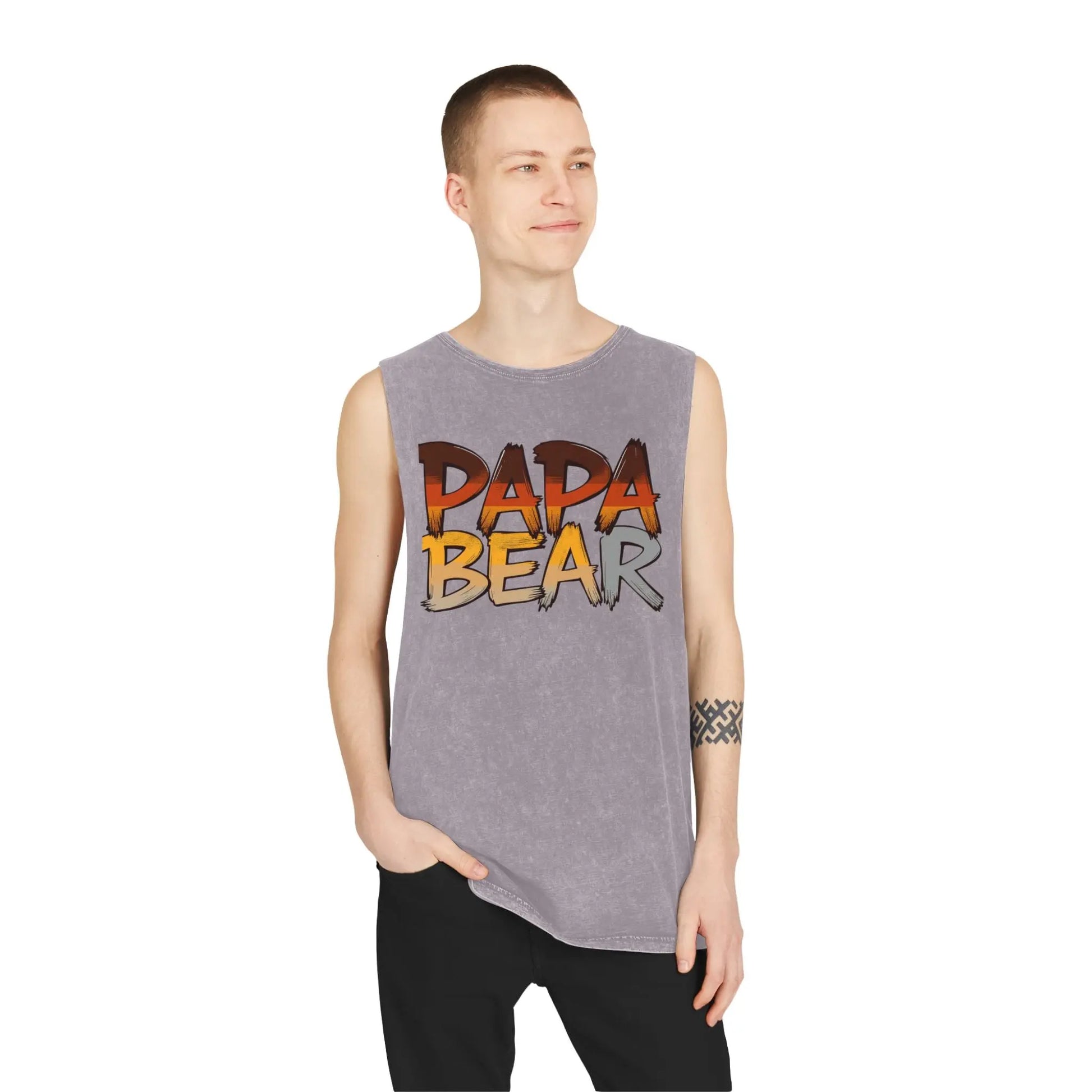 Papa Bear Stonewash Tank Top – Vintage Muscle Style shopname
