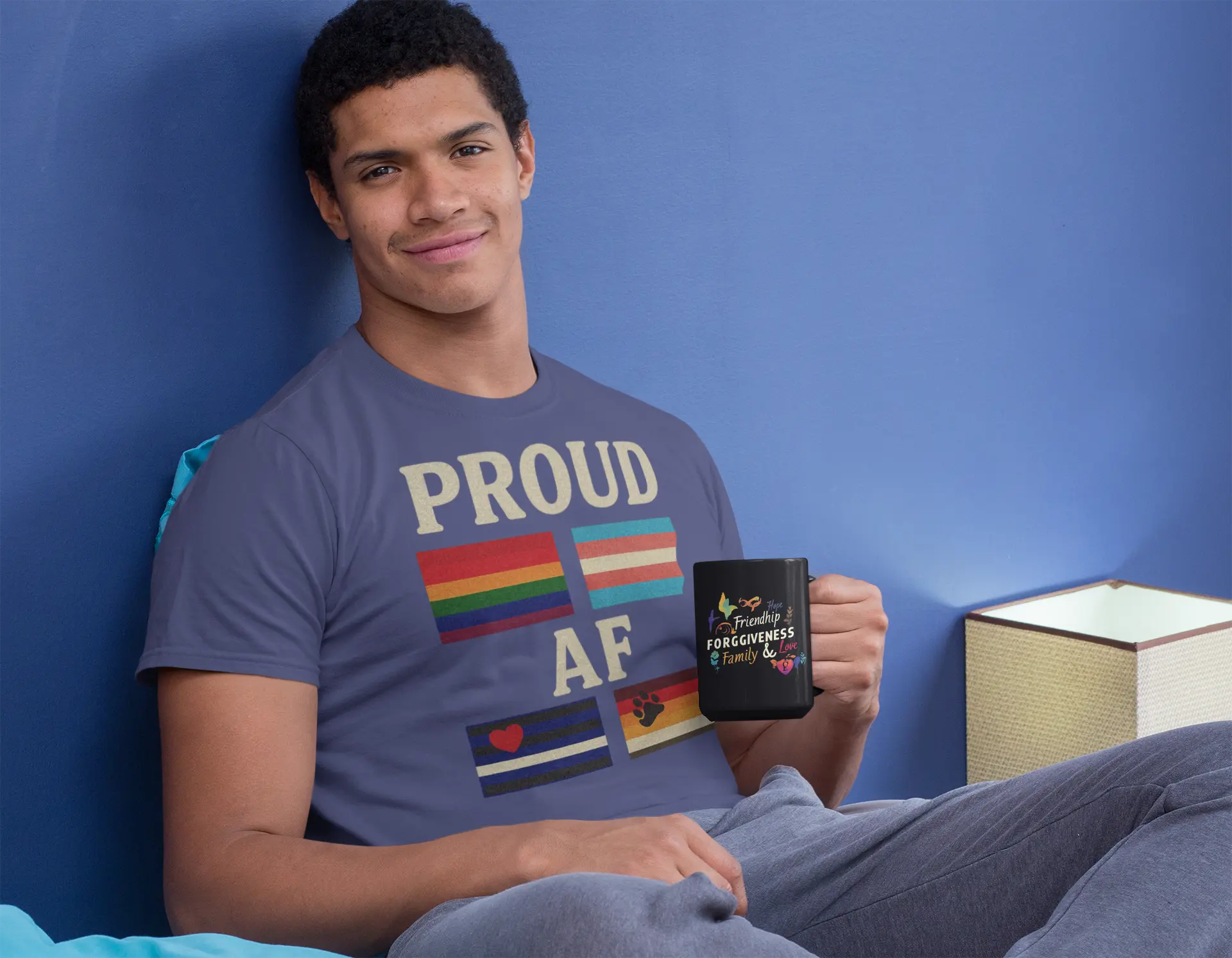 Proud AF Shirt – Vintage Fit, LGBTQ+ Pride Flags shopname